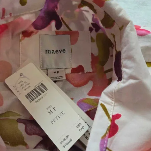 New MP Maeve x Anthropologie The Bettina tiered shirt dress in Cream Floral - Picture 6 of 11